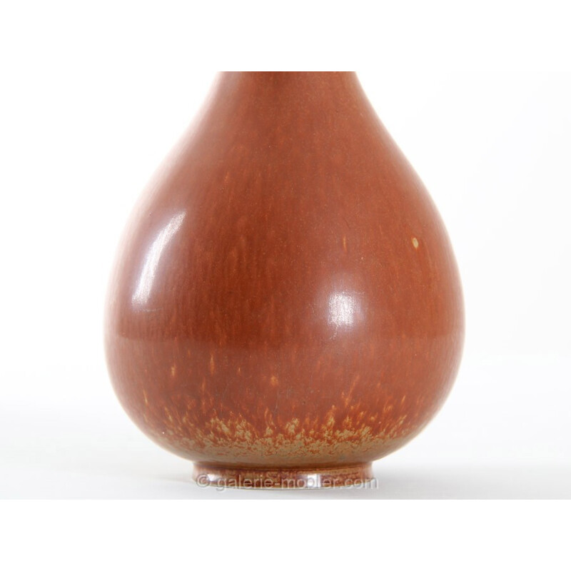 Céramique scandinave : vase orange de Gunnar Nylund pour Rorstrand - 1960
