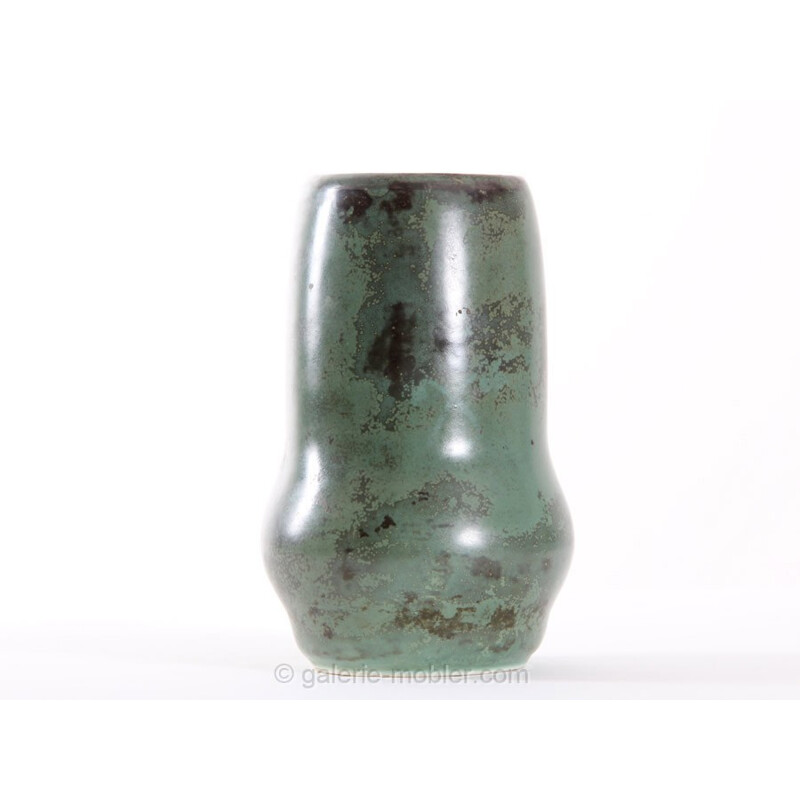Scandinavische vintage groen bronzen keramische vaas voor Arabia, 1940