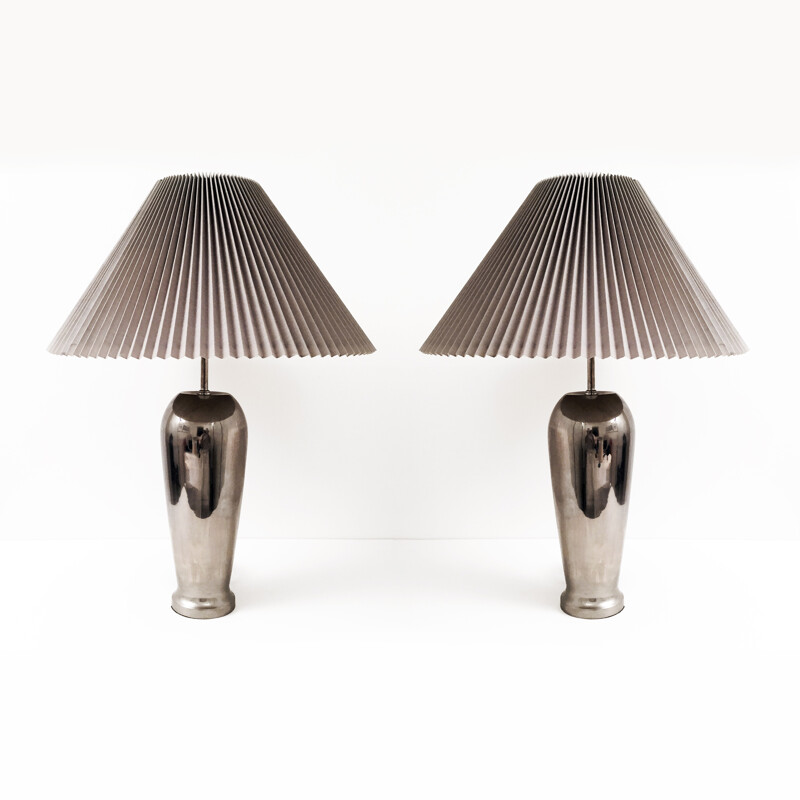 Pair of vintage chromed Table Lamps - 1980s