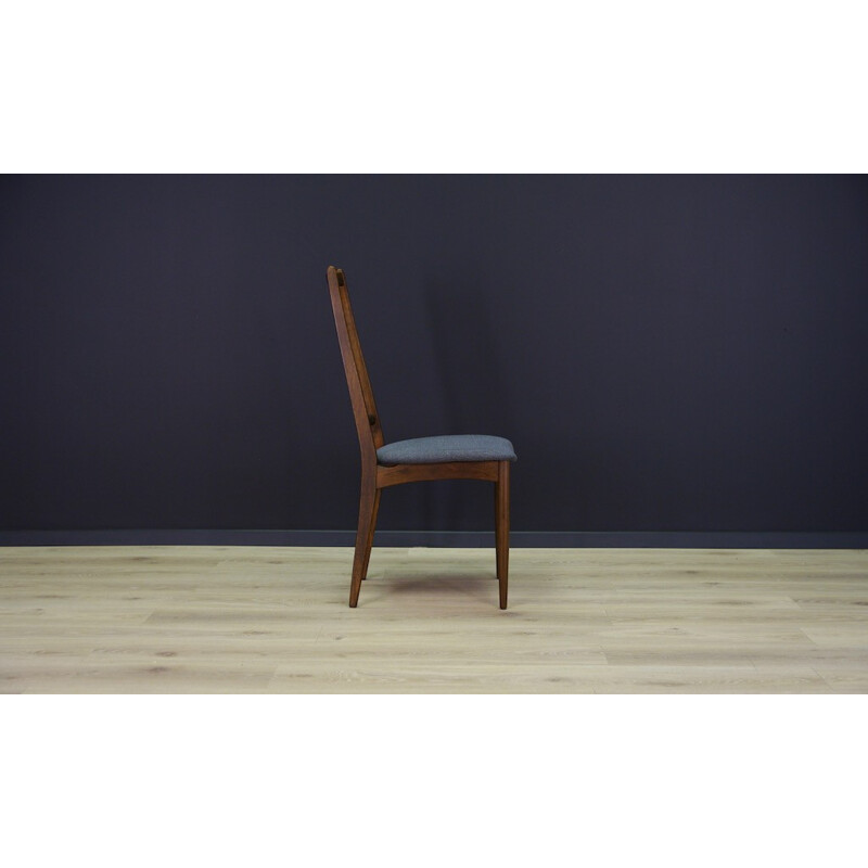 Suite de 4 chaises vintage en chêne et tissu bleu - 1960