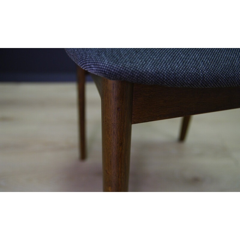 Set of 4 vintage chairs in oakwood and blue fabric - 1960s