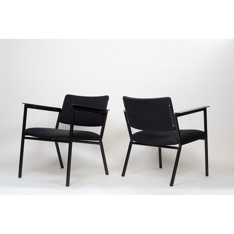 Pair of vintage armchairs in black metal by Pagholz - 1960s