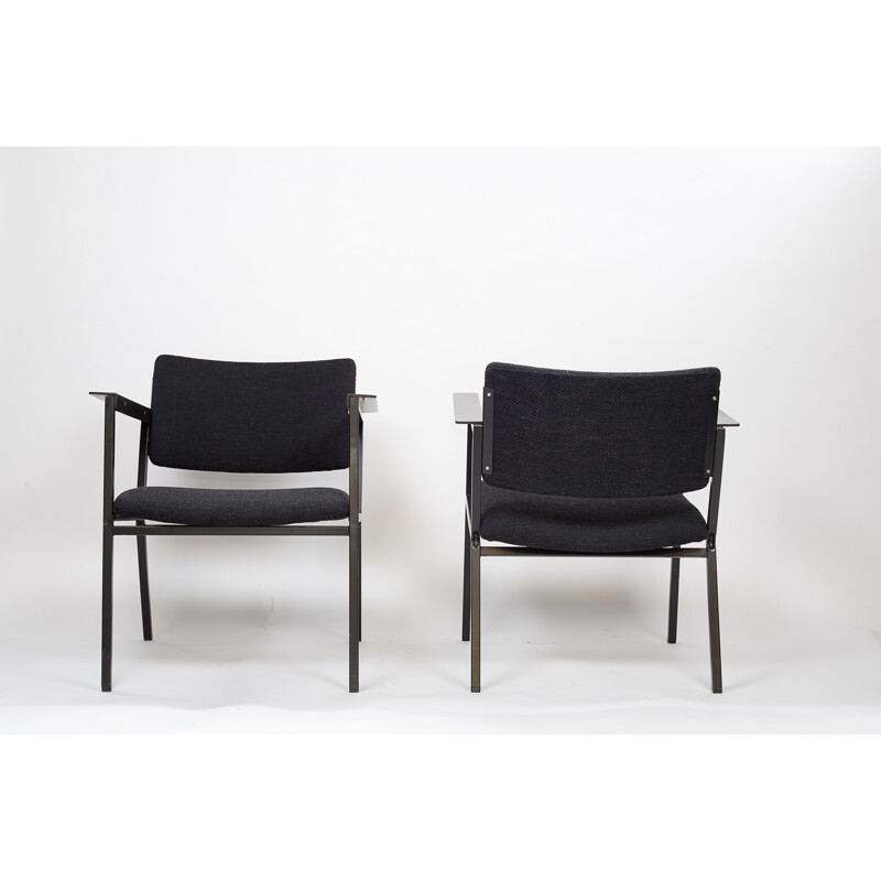Pair of vintage armchairs in black metal by Pagholz - 1960s