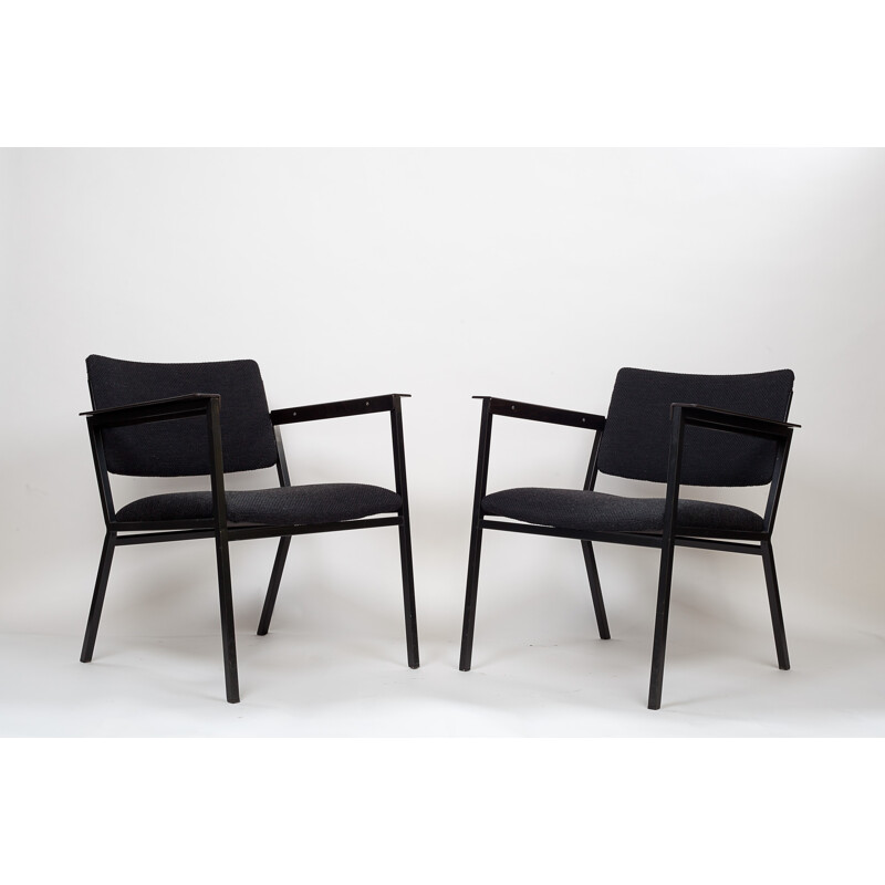 Pair of vintage armchairs in black metal by Pagholz - 1960s