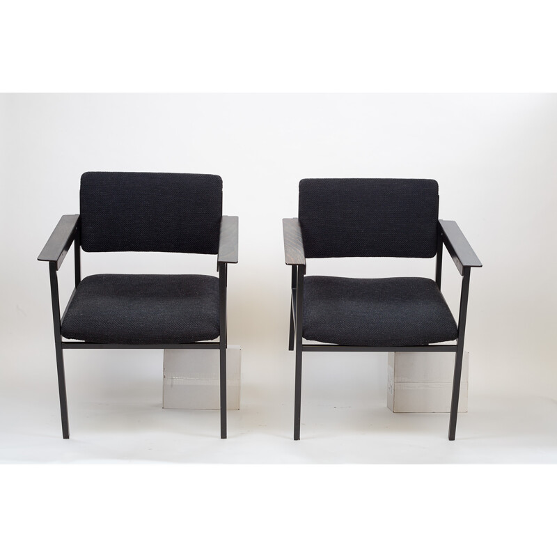 Pair of vintage armchairs in black metal by Pagholz - 1960s