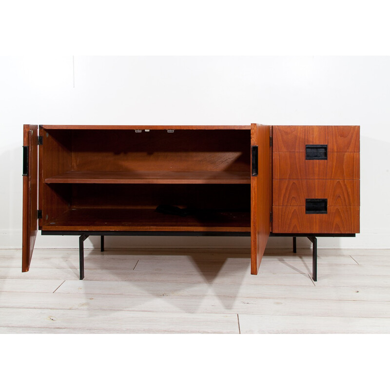 Vintage sideboard in wood and metal by Cees Braakman - 1950s