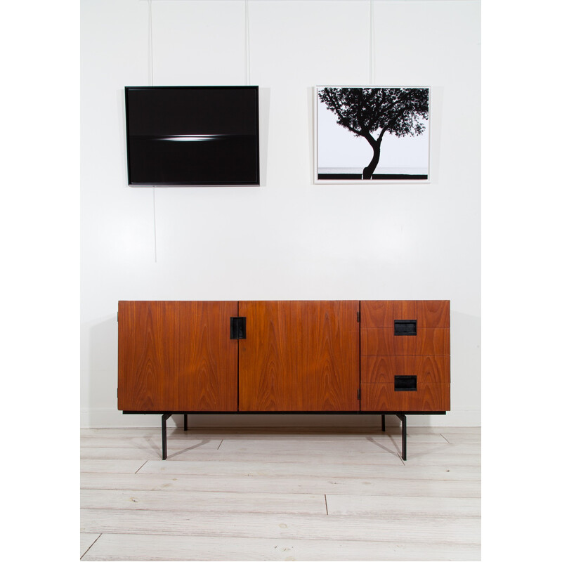 Vintage sideboard in wood and metal by Cees Braakman - 1950s