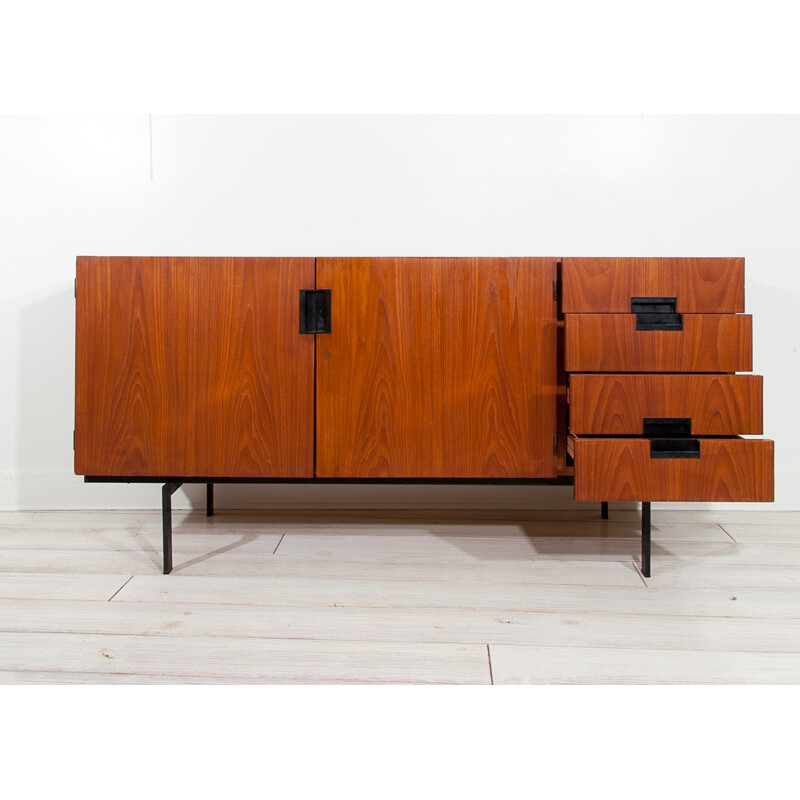 Vintage sideboard in wood and metal by Cees Braakman - 1950s