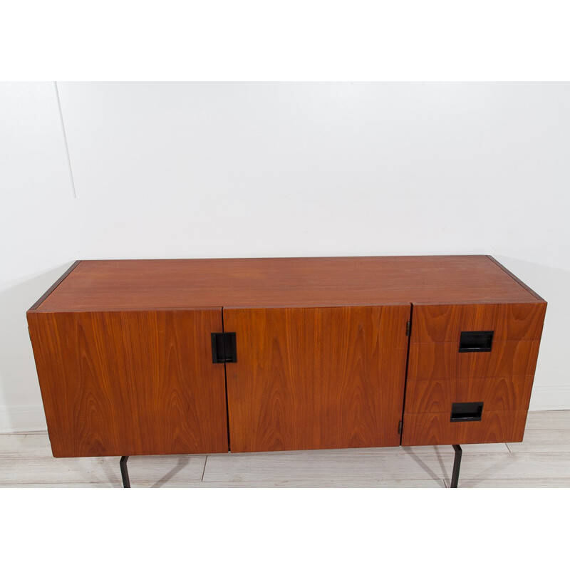 Vintage sideboard in wood and metal by Cees Braakman - 1950s