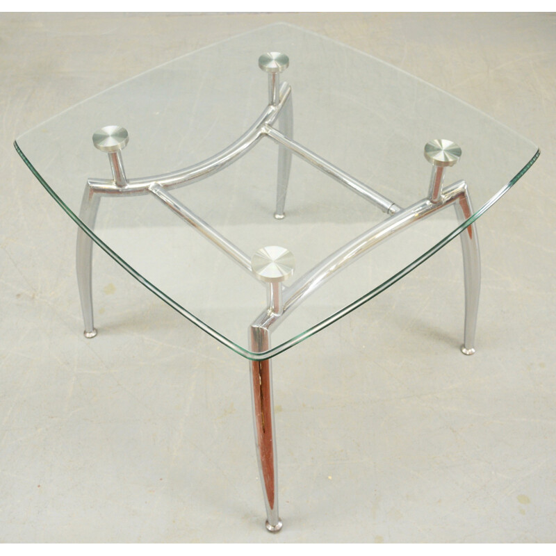 Vintage Glass and Chrome Coffee Table - 1980s