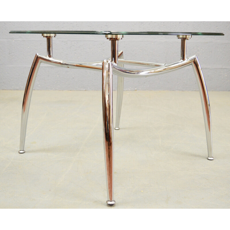 Vintage Glass and Chrome Coffee Table - 1980s