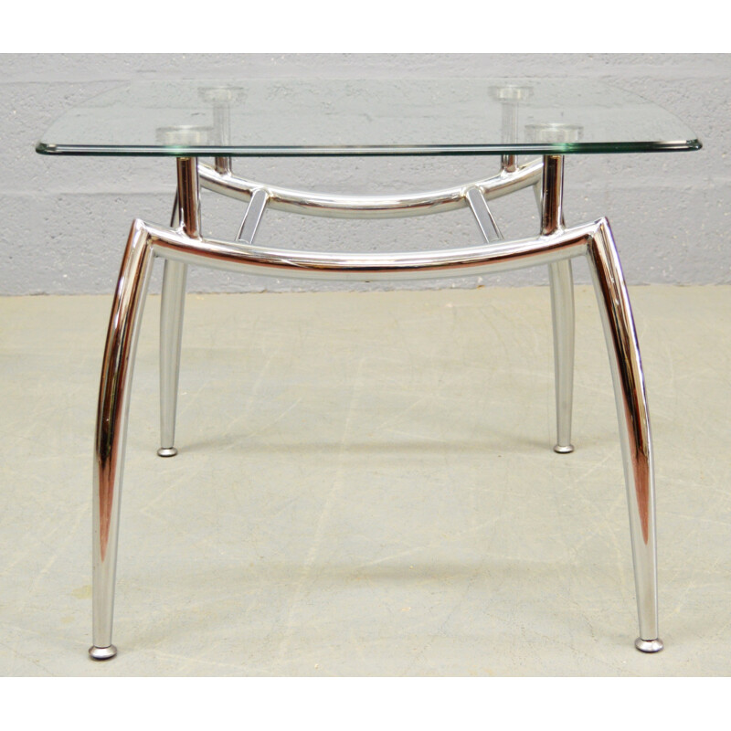 Vintage Glass and Chrome Coffee Table - 1980s