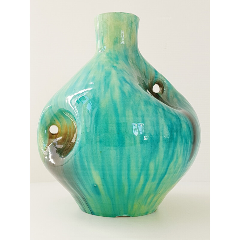 Vase en céramique Accolay signé JT - 1960