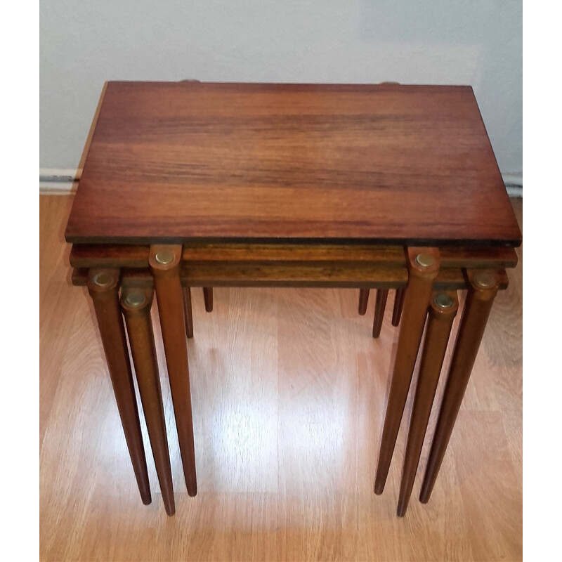 Set of 3 nesting tables in rosewood - 1950s