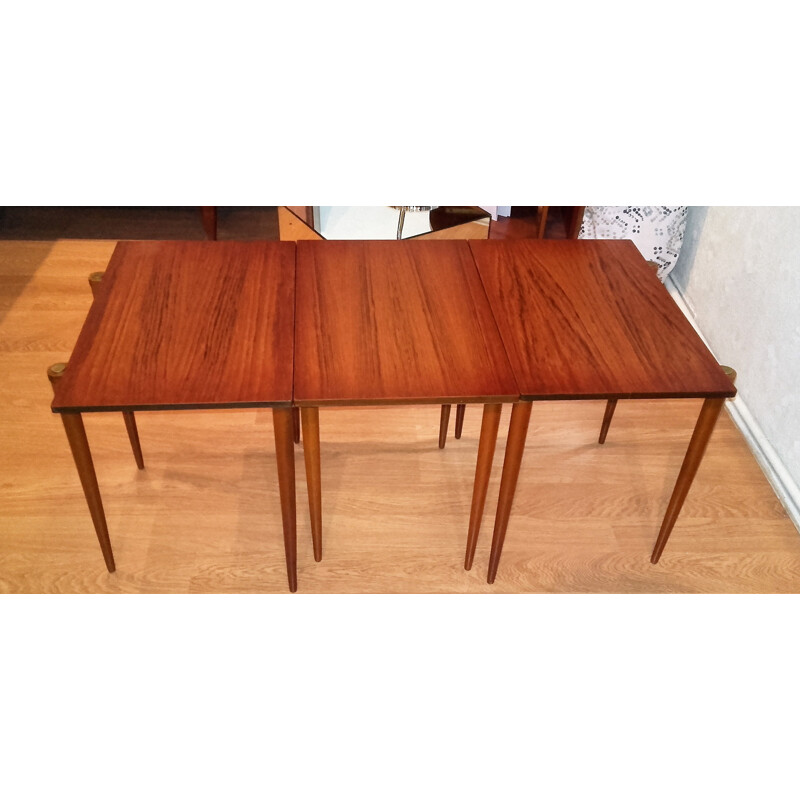 Set of 3 nesting tables in rosewood - 1950s