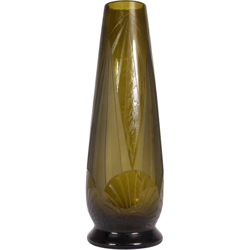 Vintage glass vase by Legras - 1930s
