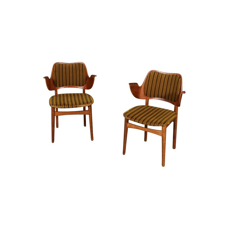 Pair of mid century modern Scandinavian chairs, Hans OLSEN - 1950s