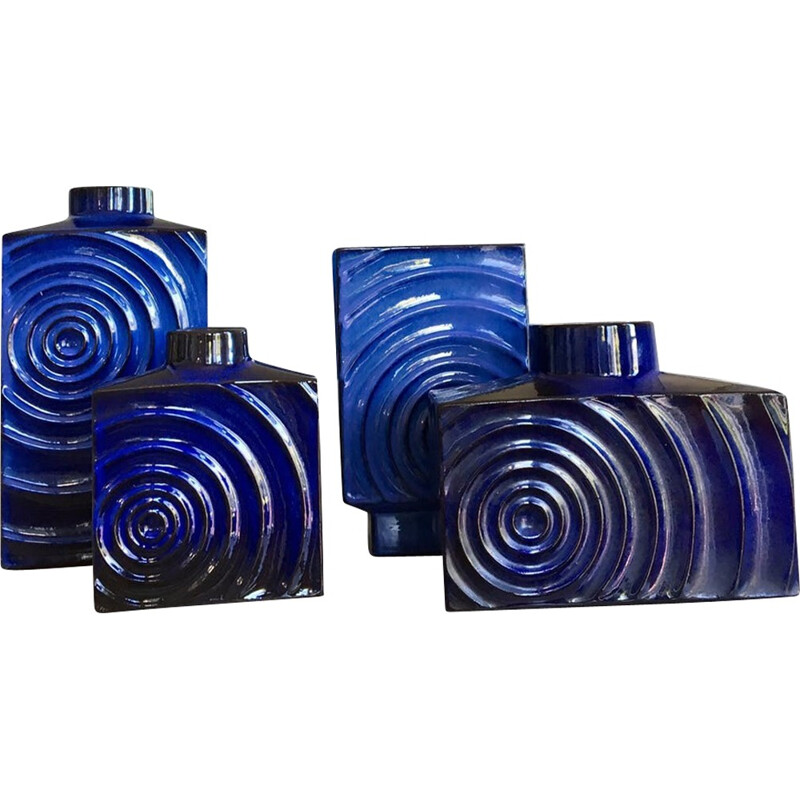 Set of 4 vases Optic Art Ceramic Cari Zalloni - 1970s