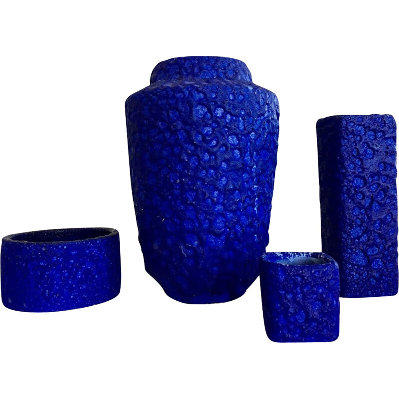 Lot de 4 vases bleus en céramique - 1960