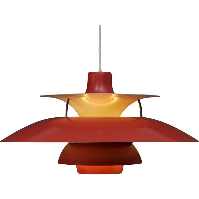 Red PH5 hanging lamp by Poul Henningsen for Louis Poulsen - 1950s