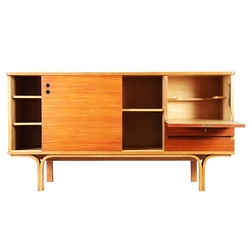 Vintage ash and mahogany sideboard, Joseph-André MOTTE - 1950s