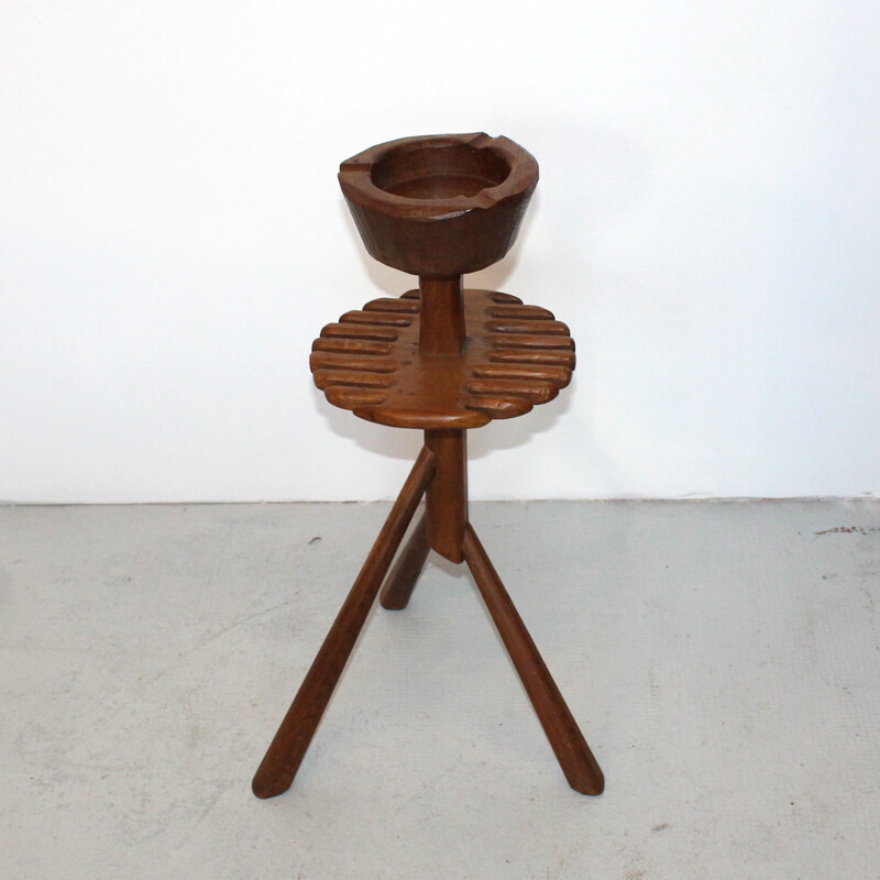 Brutalist ashtray in solid oak - 1950s