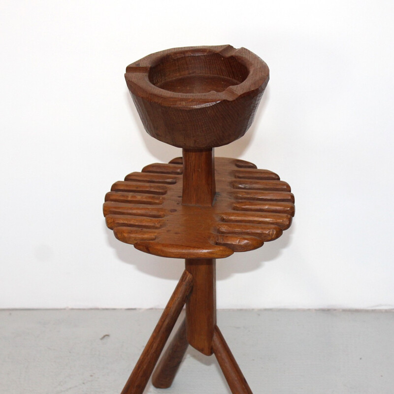 Brutalist ashtray in solid oak - 1950s