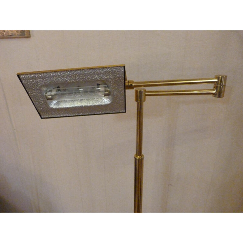 Reading light Floor lamp post in brass - 1980s