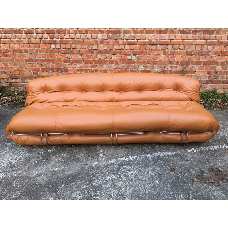 Set of leather living room "Soriana" by Tobia Scarpa for Cassina - 1970s