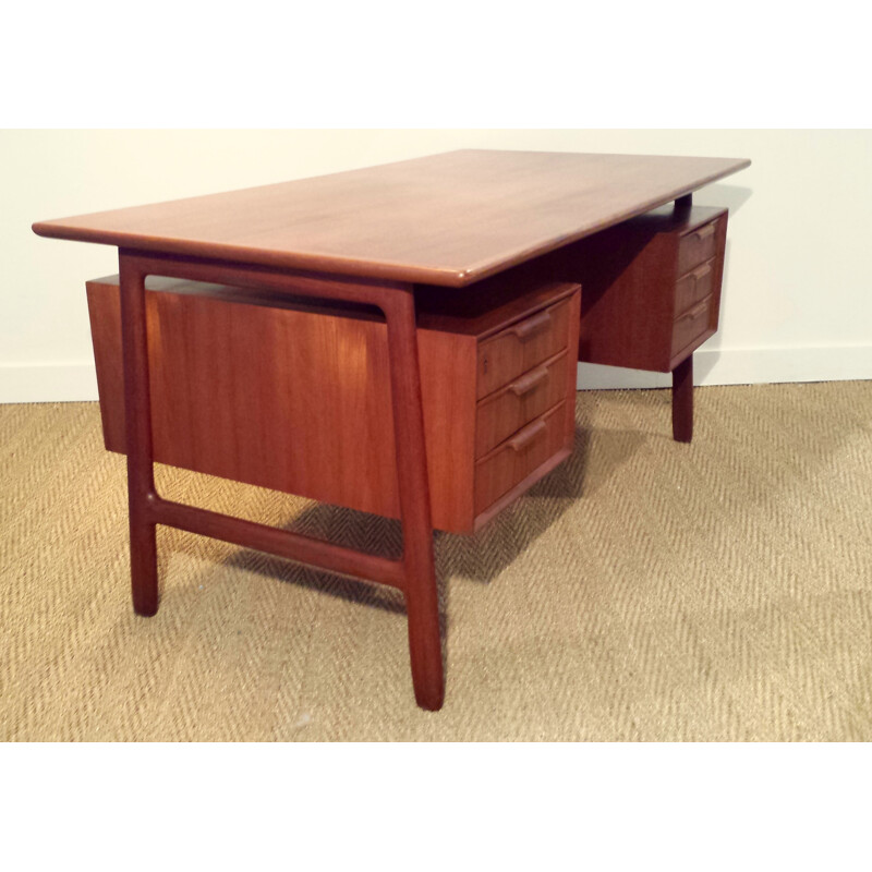 "Double sides" desk in teak by Gunni OMANN for Omann Jun Mobelfabrik - 1960s