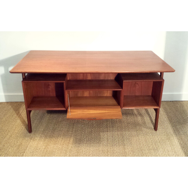 "Double sides" desk in teak by Gunni OMANN for Omann Jun Mobelfabrik - 1960s