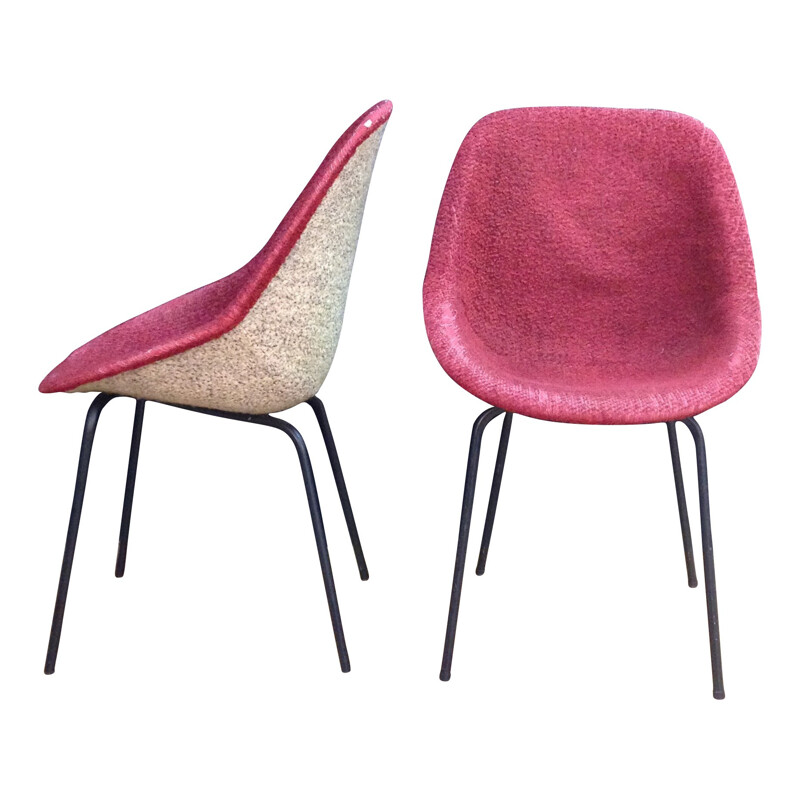 Pair of pink chairs, Geneviève DANGLES et Christian DEFRANCE - 1950s