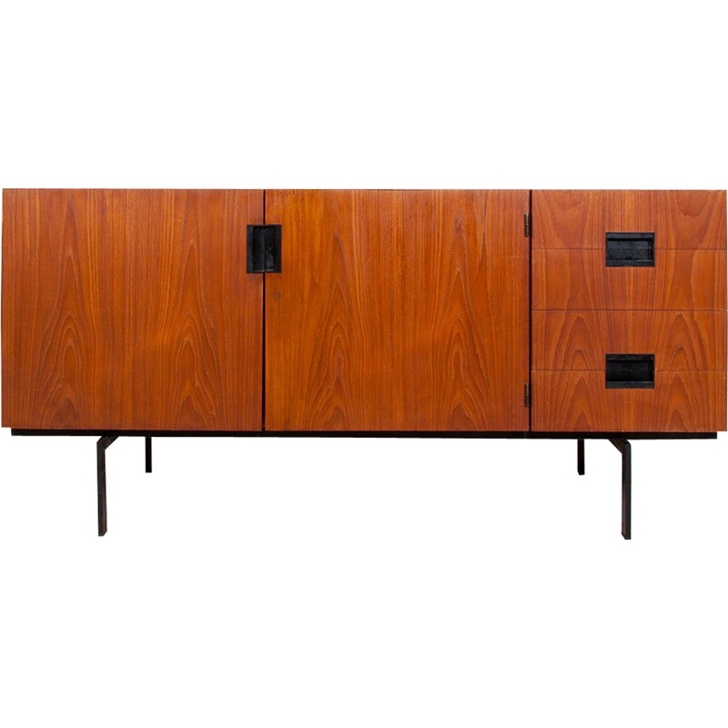 Vintage sideboard in wood and metal by Cees Braakman - 1950s