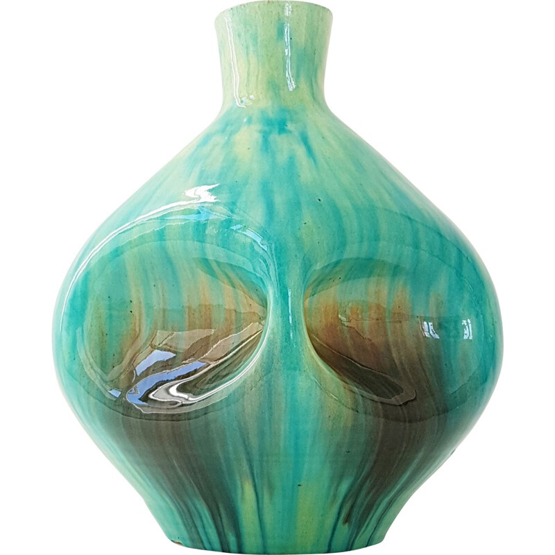 Vase en céramique Accolay signé JT - 1960