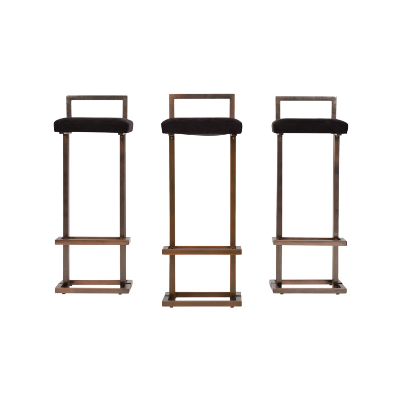 Set of 3 Bar Stools, Maison Jansen - 1970s