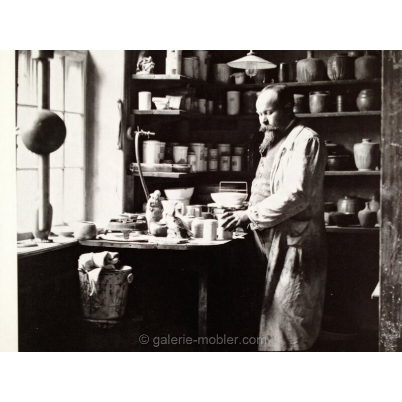 Scandinavische vintage vaas van keramiek, uniek stuk van Patrick Nordstrom, 1924