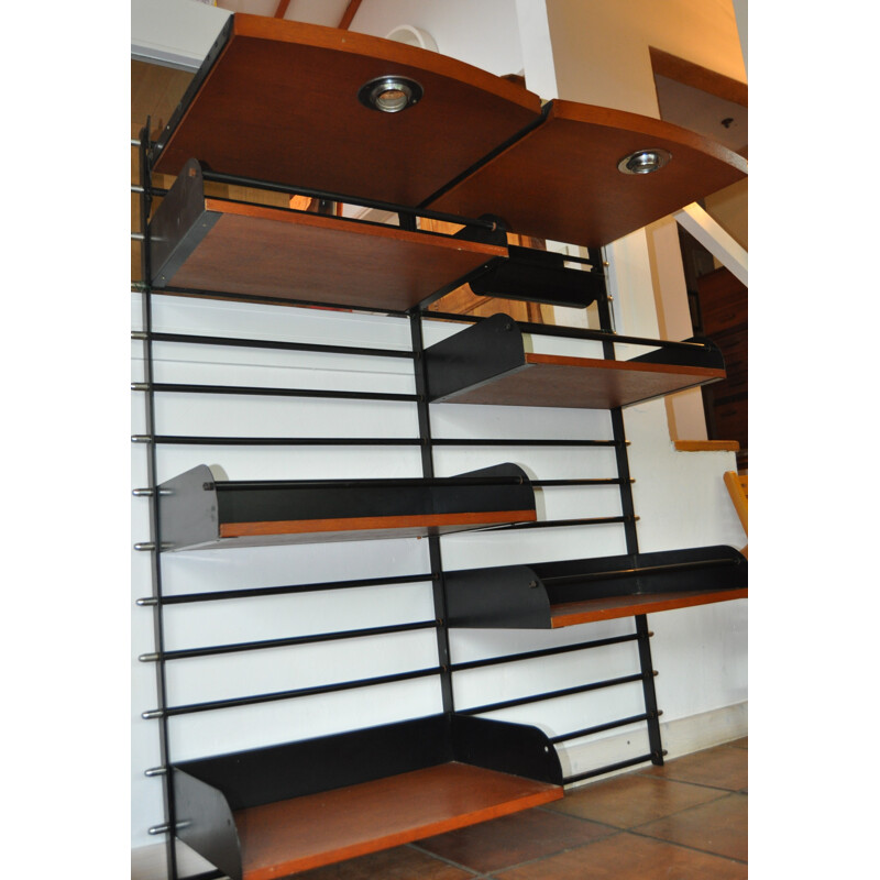 Adjustable shelf in black iron - 1950s