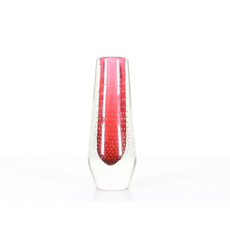 Vintage red glass vase by Orrefors, 1950