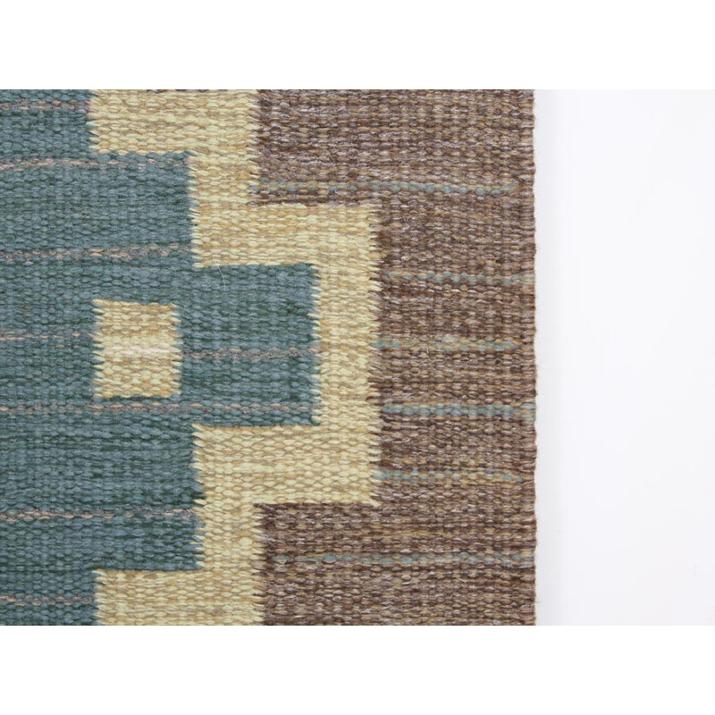 Scandinavian Rolakan hand woven wool rug - 1950s