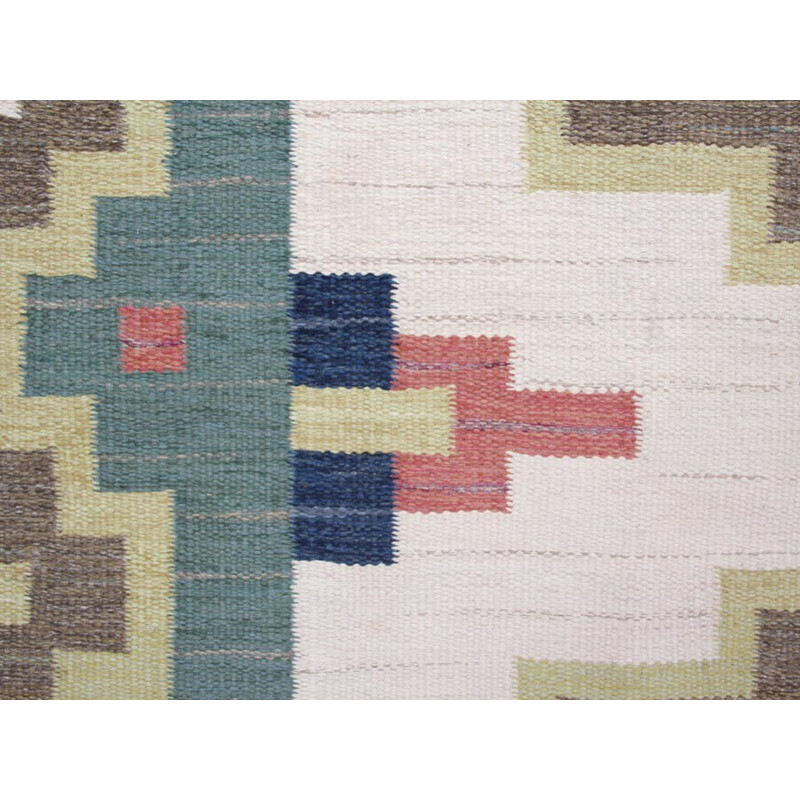 Scandinavian Rolakan hand woven wool rug - 1950s