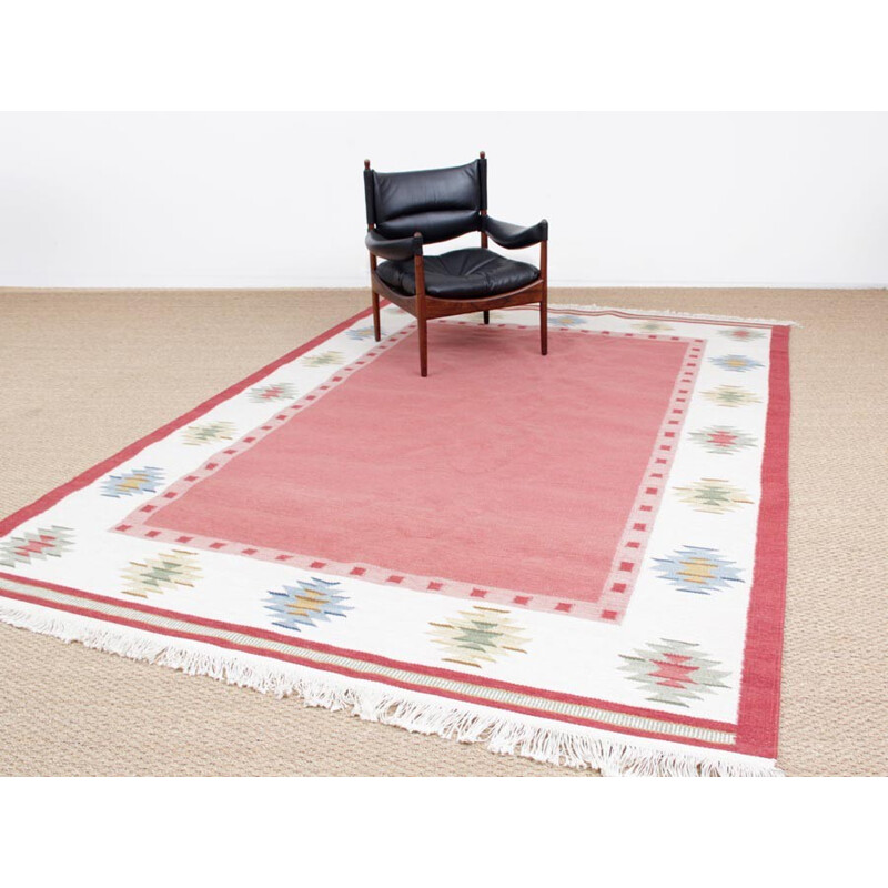 Swedish Rolakan hand woven wool rug - 1950s