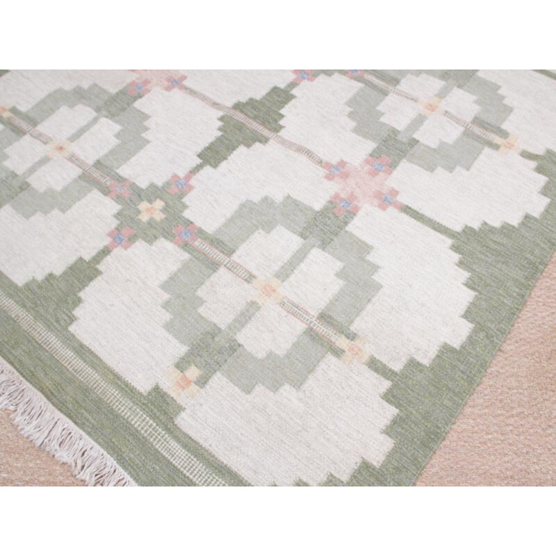 Scandinavian Rolakan hand woven wool rug - 1950s