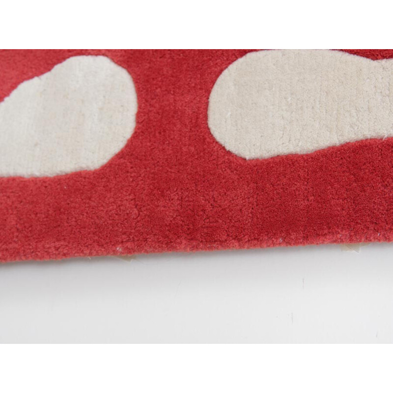 Tapis scandinave rouge en laine tissé main - 1980