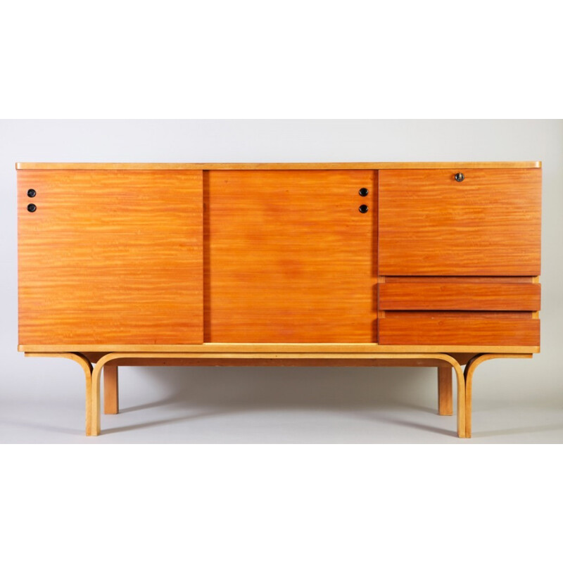 Vintage ash and mahogany sideboard, Joseph-André MOTTE - 1950s