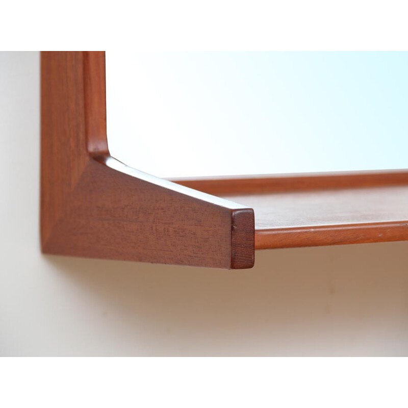 Scandinavian vintage teak mirror with shelf by Kai Kristiansen, 1950