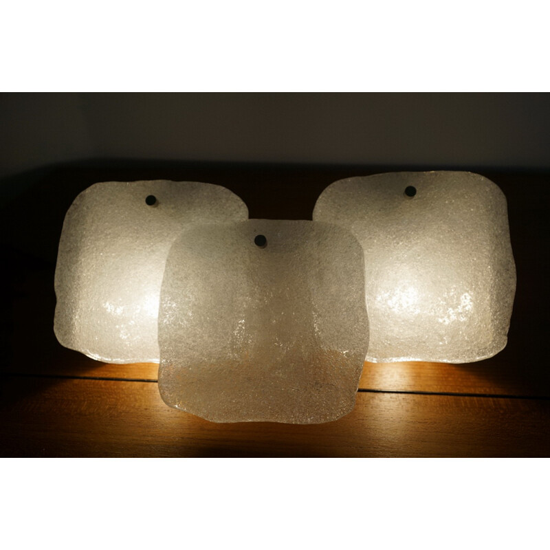 Set of 2  wall lamp in glass "Iceglass" By J. T. Kalmar For Franken KG - 1960s