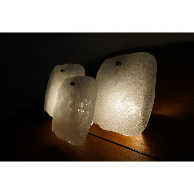 Set of 2  wall lamp in glass "Iceglass" By J. T. Kalmar For Franken KG - 1960s