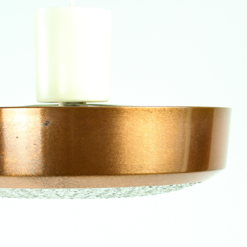 Vintage Ceiling Light in glass and copper - 1970s