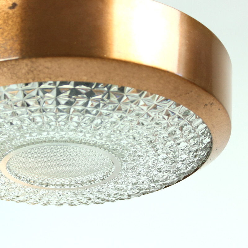 Vintage Ceiling Light in glass and copper - 1970s