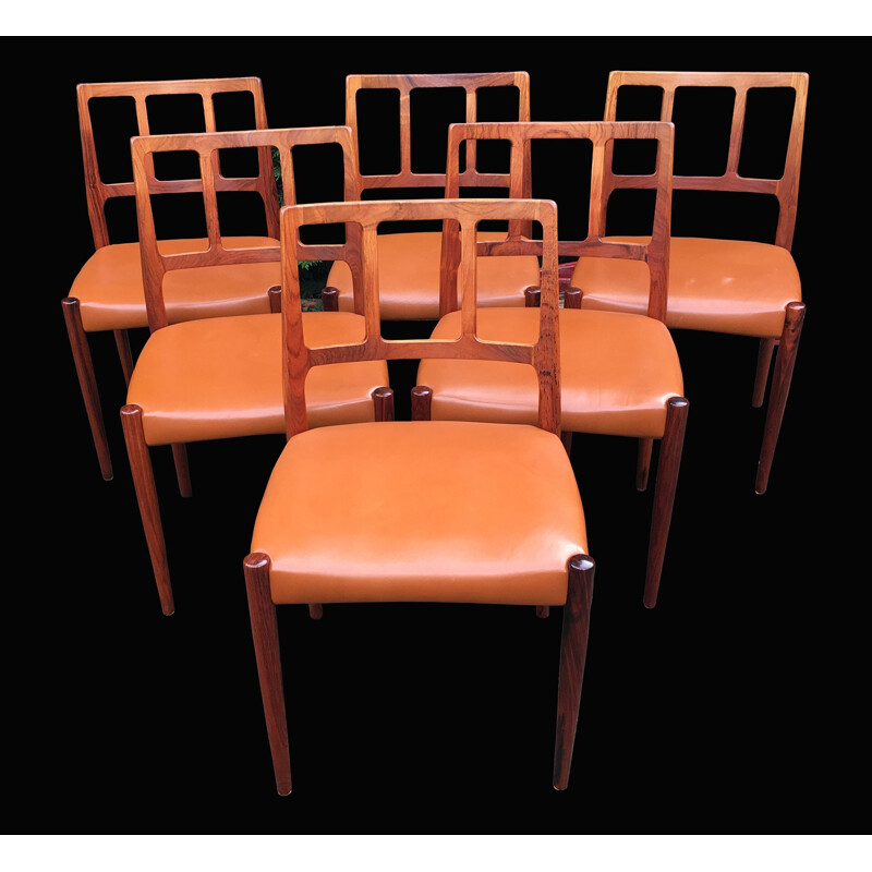 Set of 6 Danish Rosewood Chairs by Johannes Andersen for Uldum Mobelfabrik - 1960s